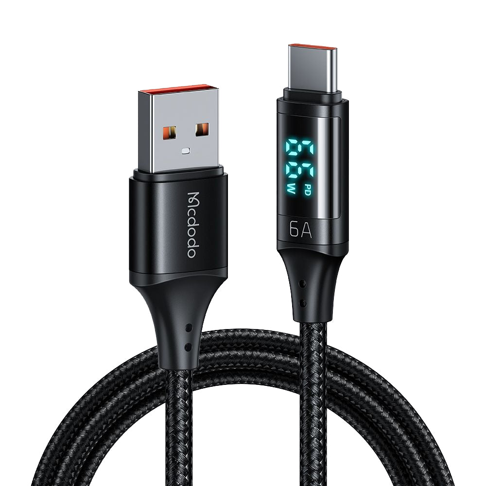 Kabl za podatke i punjenje USB-A - USB-C McDodo CA-1080 Display, 66W, 1.2m, Crni