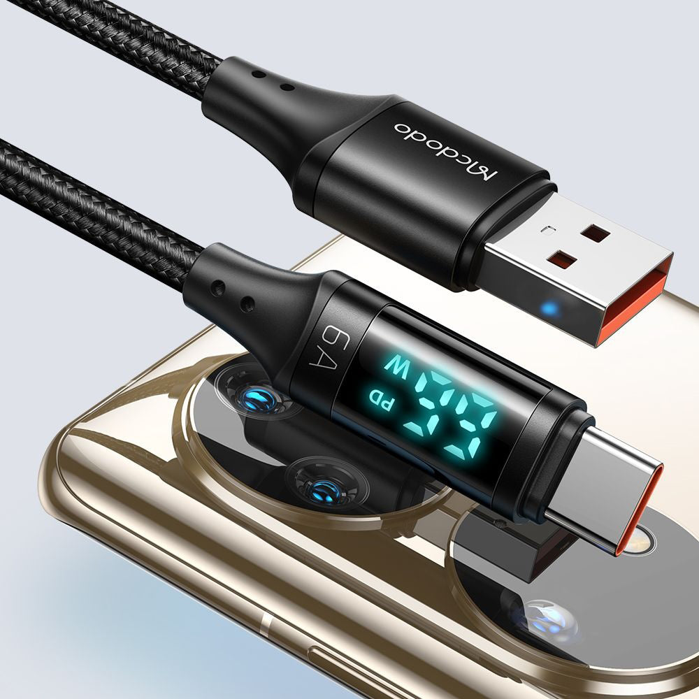 Kabl za podatke i punjenje USB-A - USB-C McDodo CA-1080 Display, 66W, 1.2m, Crni