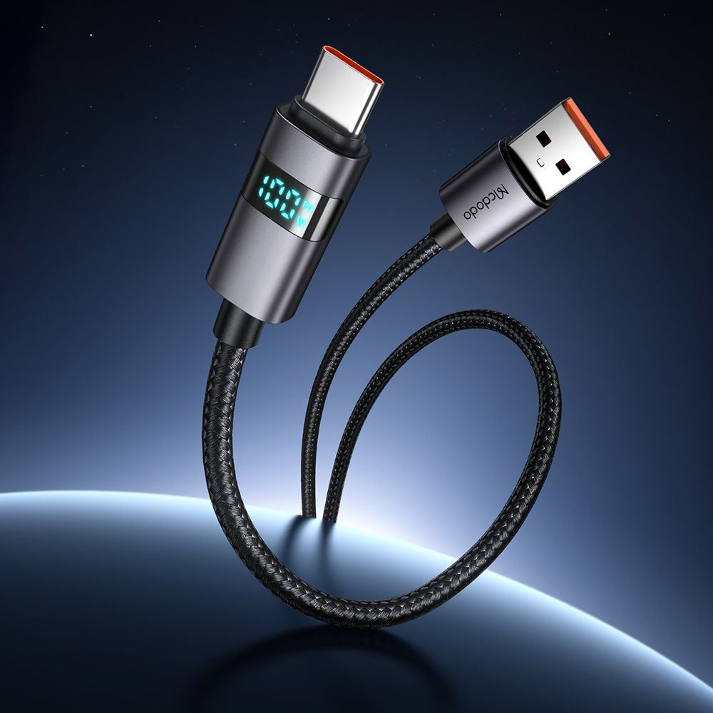Kabl za Podatke i Punjenje USB-A - USB-C McDodo CA-6520 Display, 100W, 1.2m, Crni