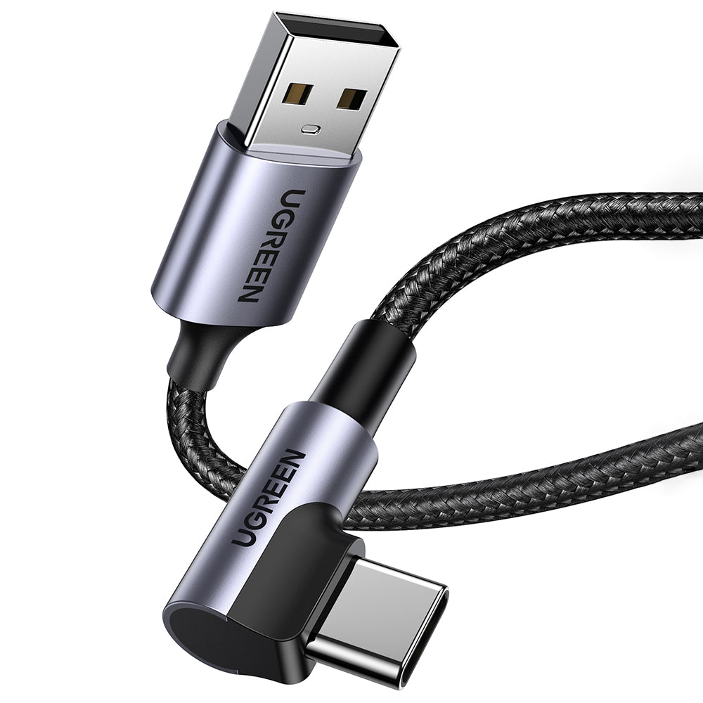 Kabl za podatke i punjenje USB-A - USB-C UGREEN US284 Angled, 18W, 0.5m, Sivi