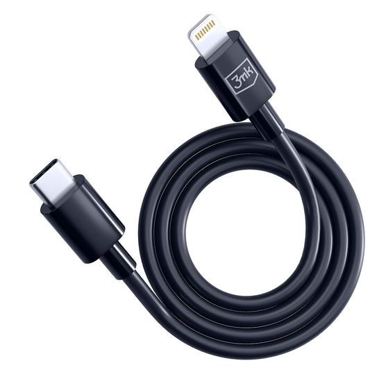 Kabl za prenos podataka i punjenje USB-C - Lightning 3MK Hyper, 20W, 1.2m, Crni