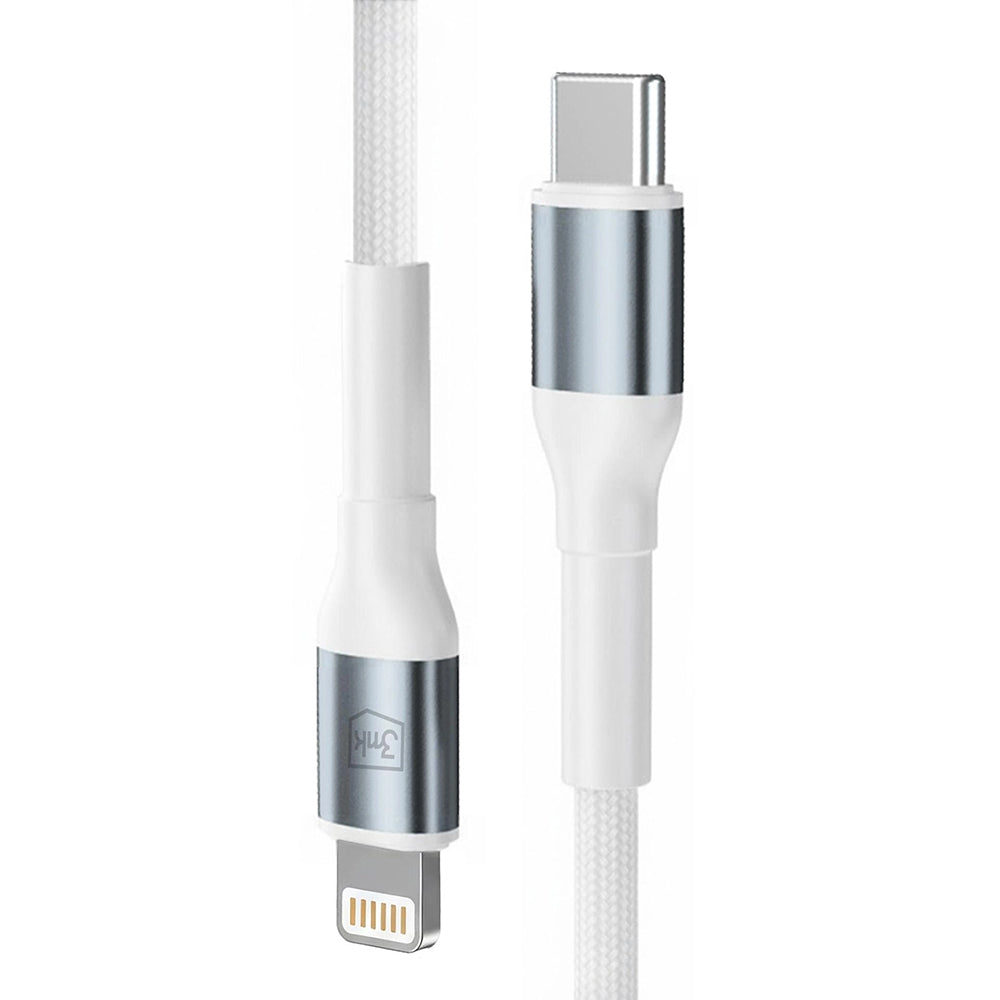 Kabl za prenos podataka i punjenje USB-C - Lightning 3MK Hyper N, 20W, 1m, Beli