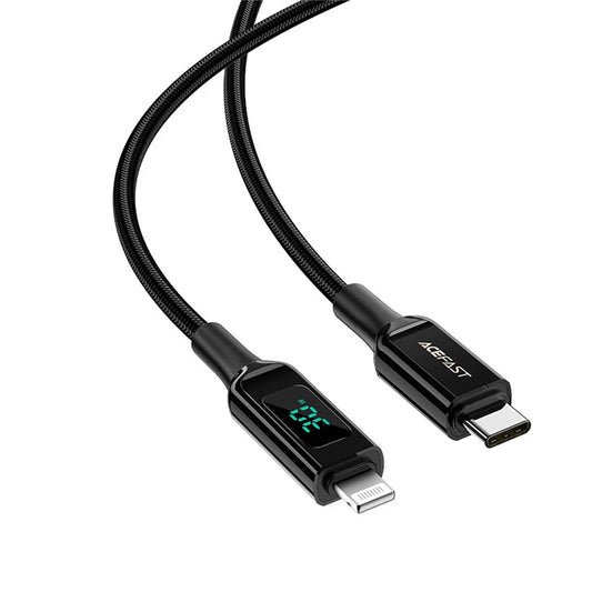 Kabl za prenos podataka i punjenje USB-C - Lightning Acefast C6-01 Display, 20W, 1.2m, Crni