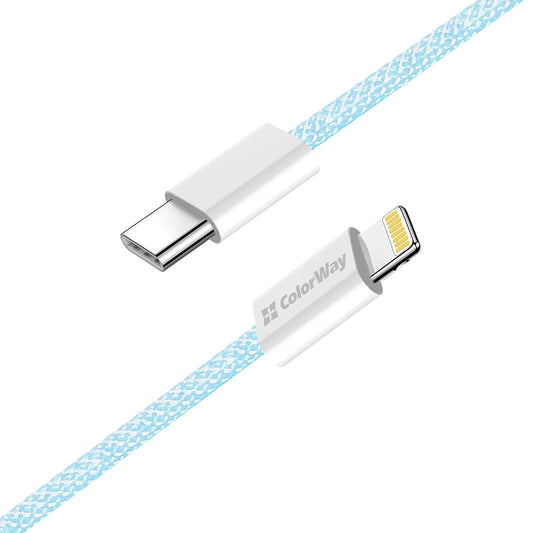 Kabl za prenos podataka i punjenje USB-C - Lightning ColorWay CW-CBPDCL061, 27W, 1m, Plavi