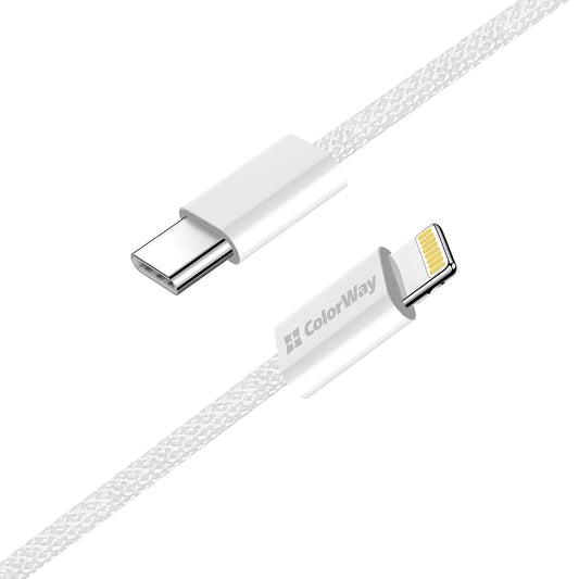 Kabl za prenos podataka i punjenje USB-C - Lightning ColorWay CW-CBPDCL061, 27W, 1m, Sivi