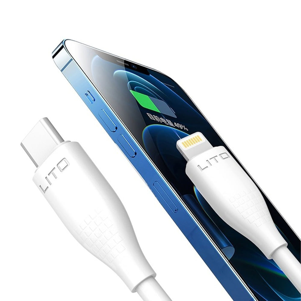 Kabl za prenos podataka i punjenje USB-C - Lightning Lito LD03, 27W, 1m, Bela