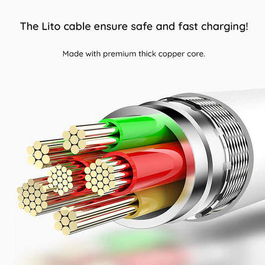 Kabl za prenos podataka i punjenje USB-C - Lightning Lito LD03, 60W, 1m, Beli