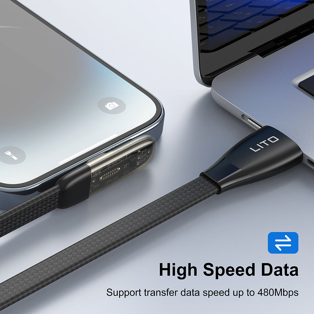 Kabl za Podatke i Punjenje USB-C - Lightning Lito LD11CL, 30W, 1m, Crni