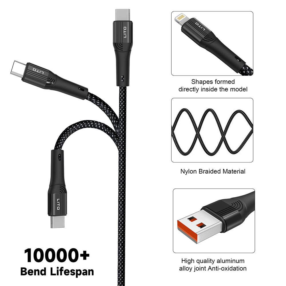 Kabl za Prenos Podataka i Punjenje USB-C - Lightning Lito LD14CL, 30W, 1m, Crni