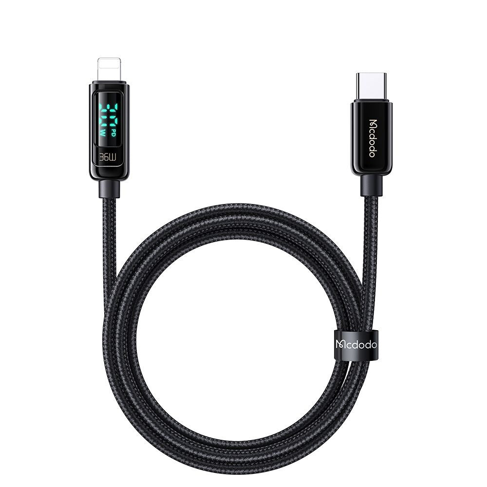 Kabl za prenos podataka i punjenje USB-C - Lightning McDodo CA-8810 Display, 36W, 1.2m, Crni