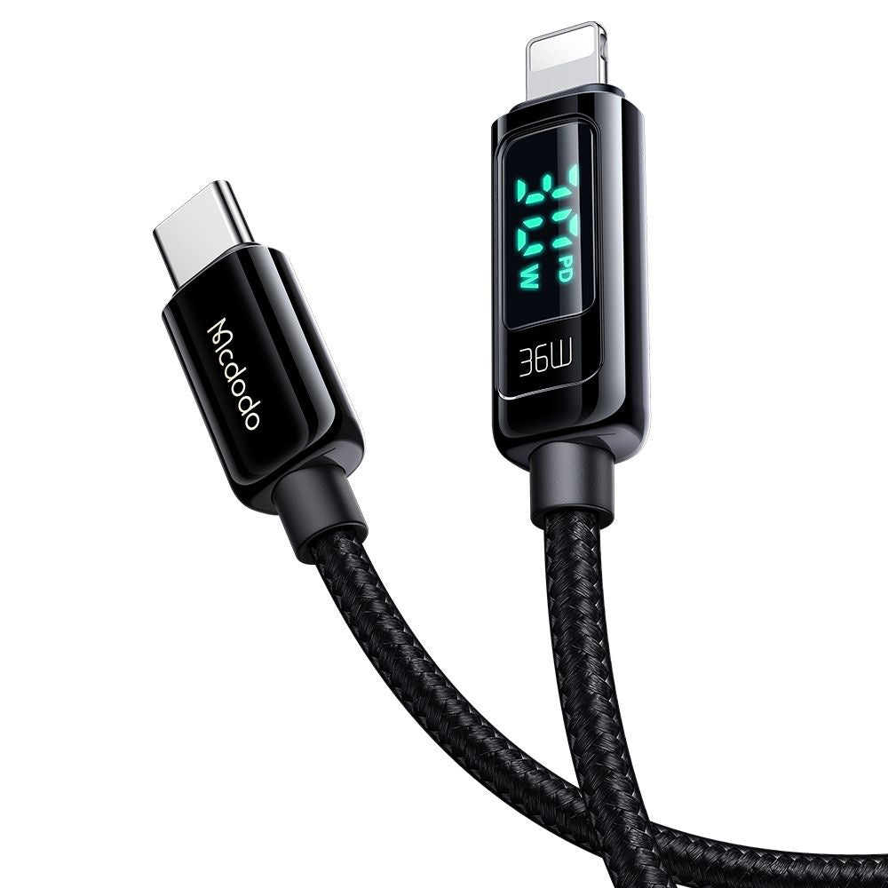 Kabl za prenos podataka i punjenje USB-C - Lightning McDodo CA-8810 Display, 36W, 1.2m, Crni
