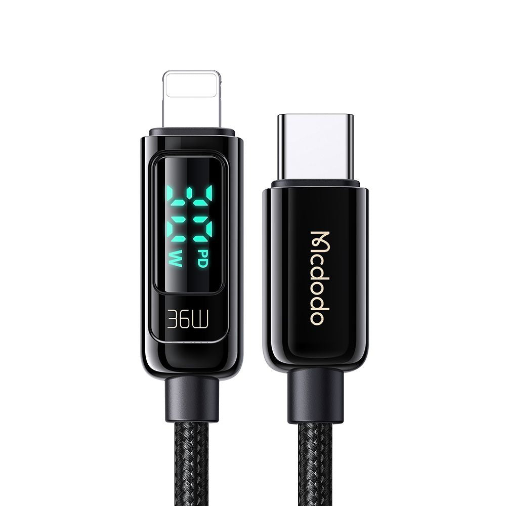 Kabl za prenos podataka i punjenje USB-C - Lightning McDodo CA-8810 Display, 36W, 1.2m, Crni