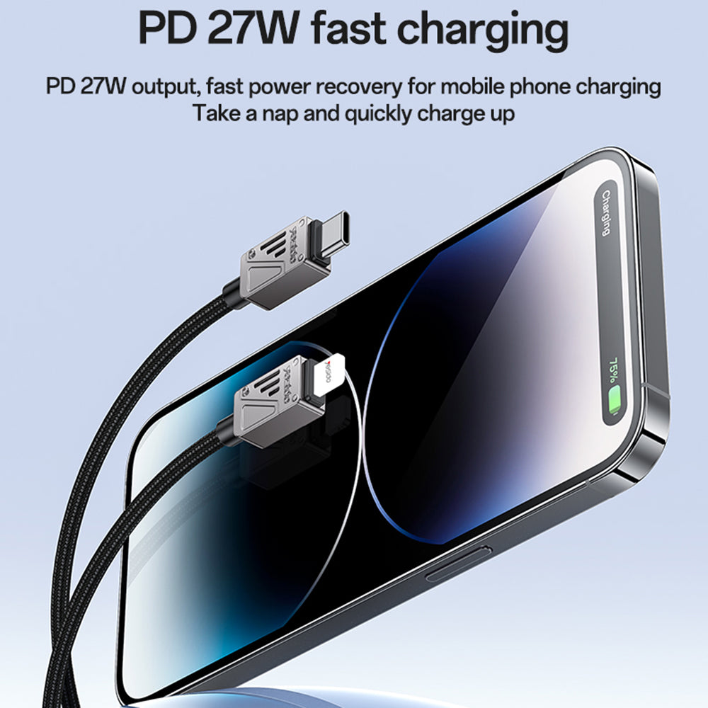 Kabl za podatke i punjenje USB-C - Lightning Yesido CA195, 27W, 1.2m, Crni