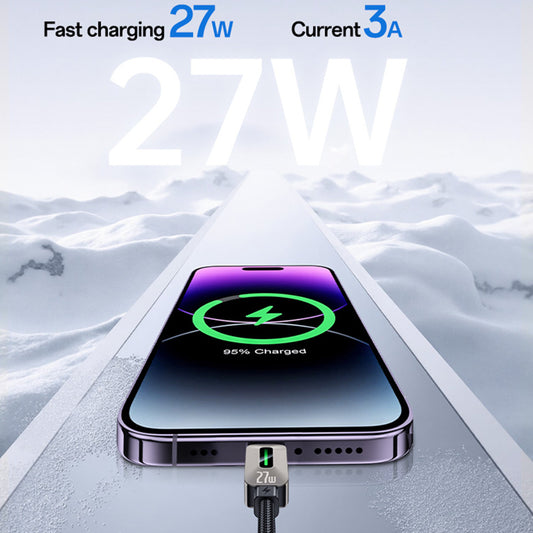 USB-C - Lightning kabl za prenos podataka i punjenje Yesido CA199, 27W, 1.2m, Crni