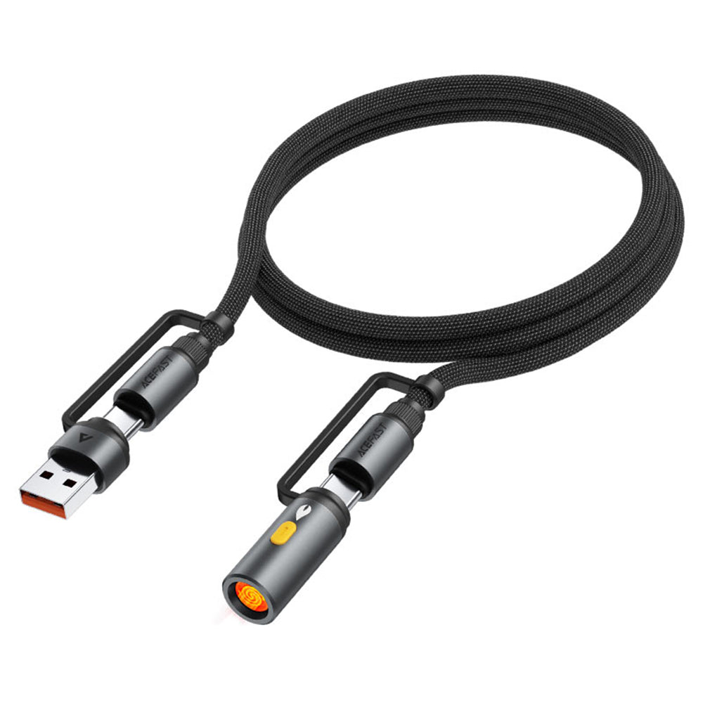 Kabl za prenos podataka i punjenje USB-C / USB-A - USB-C / Električni upaljač Acefast J6, 60W, 1.2m, Crni