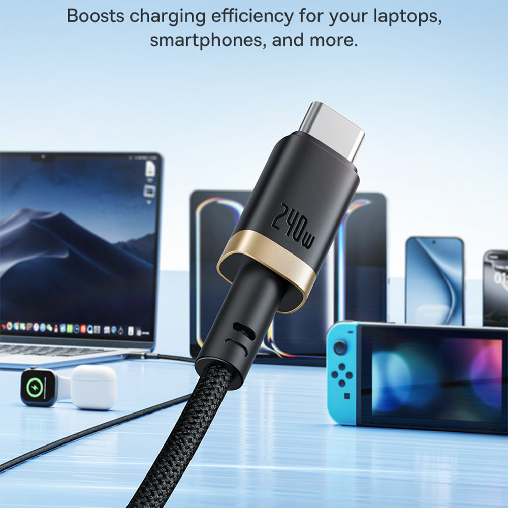 Kabl za prenos podataka i punjenje USB-C - USB-C Baseus Dura, 240W, 1m, Zlatno Crni P10377803U03-00