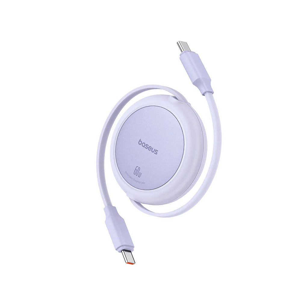 Kabl za prenos podataka i punjenje USB-C - USB-C Baseus Free2Pull Mini Retractable, 60W, 1m, Ljubičasti P10364500511-01