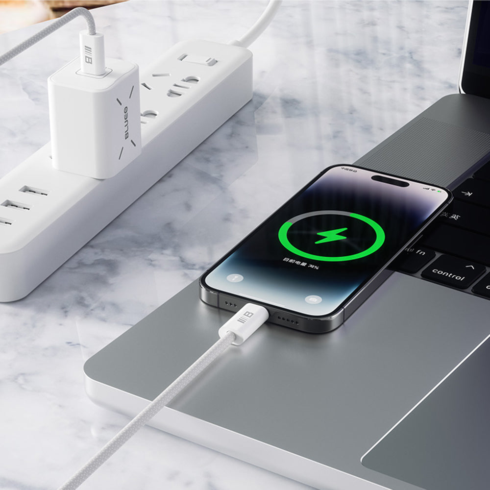 Kabl za prenos podataka i punjenje USB-C - USB-C Blueo, 100W, 1.2m, Beli