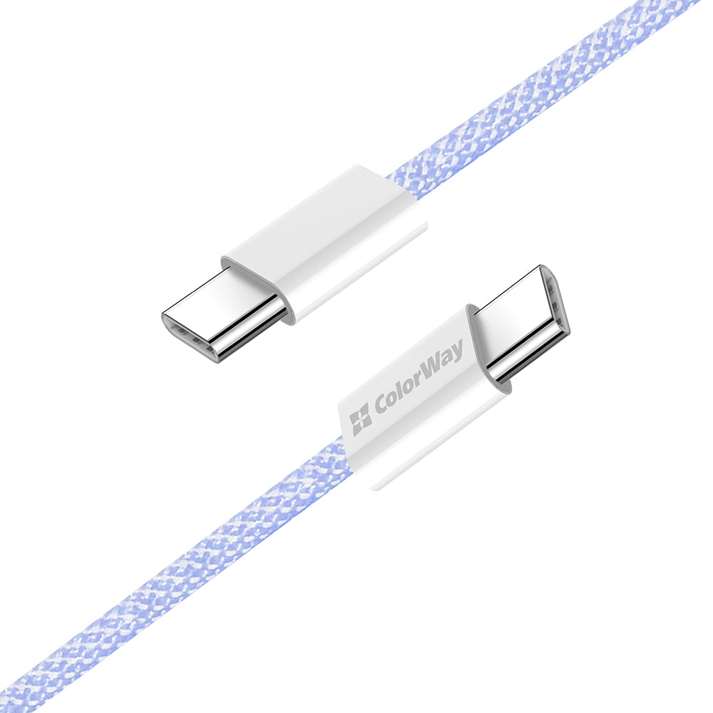 Kabl za prenos podataka i punjenje USB-C - USB-C ColorWay CW-CBPDCC061, 60W, 1m, Ljubičasti