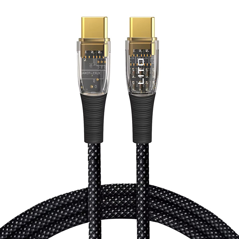 Kabl za podatke i punjenje USB-C - USB-C Lito LD01, 60W, 1.2m, Crni