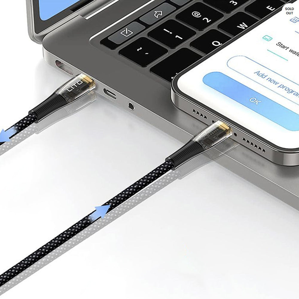 Kabl za podatke i punjenje USB-C - USB-C Lito LD01, 60W, 1.2m, Crni