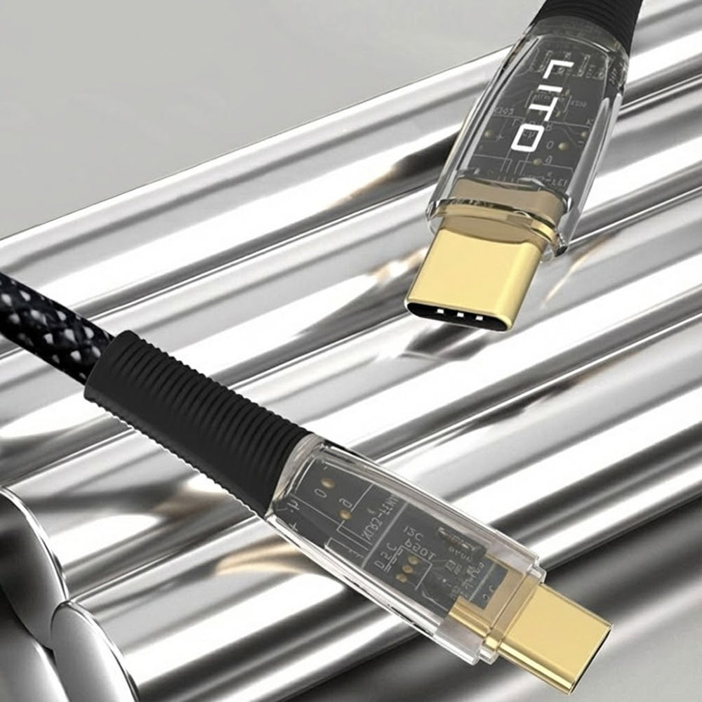Kabl za podatke i punjenje USB-C - USB-C Lito LD01, 60W, 1.2m, Crni