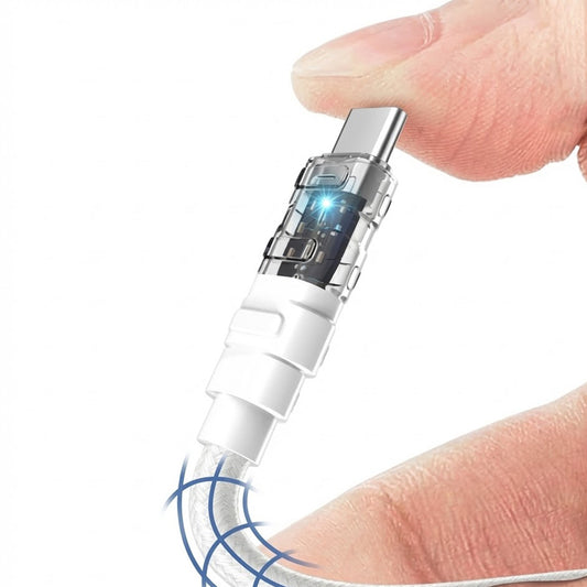 Kabl za Prenos Podataka i Punjenje USB-C - USB-C Lito LD05, 60W, 1m, Beli