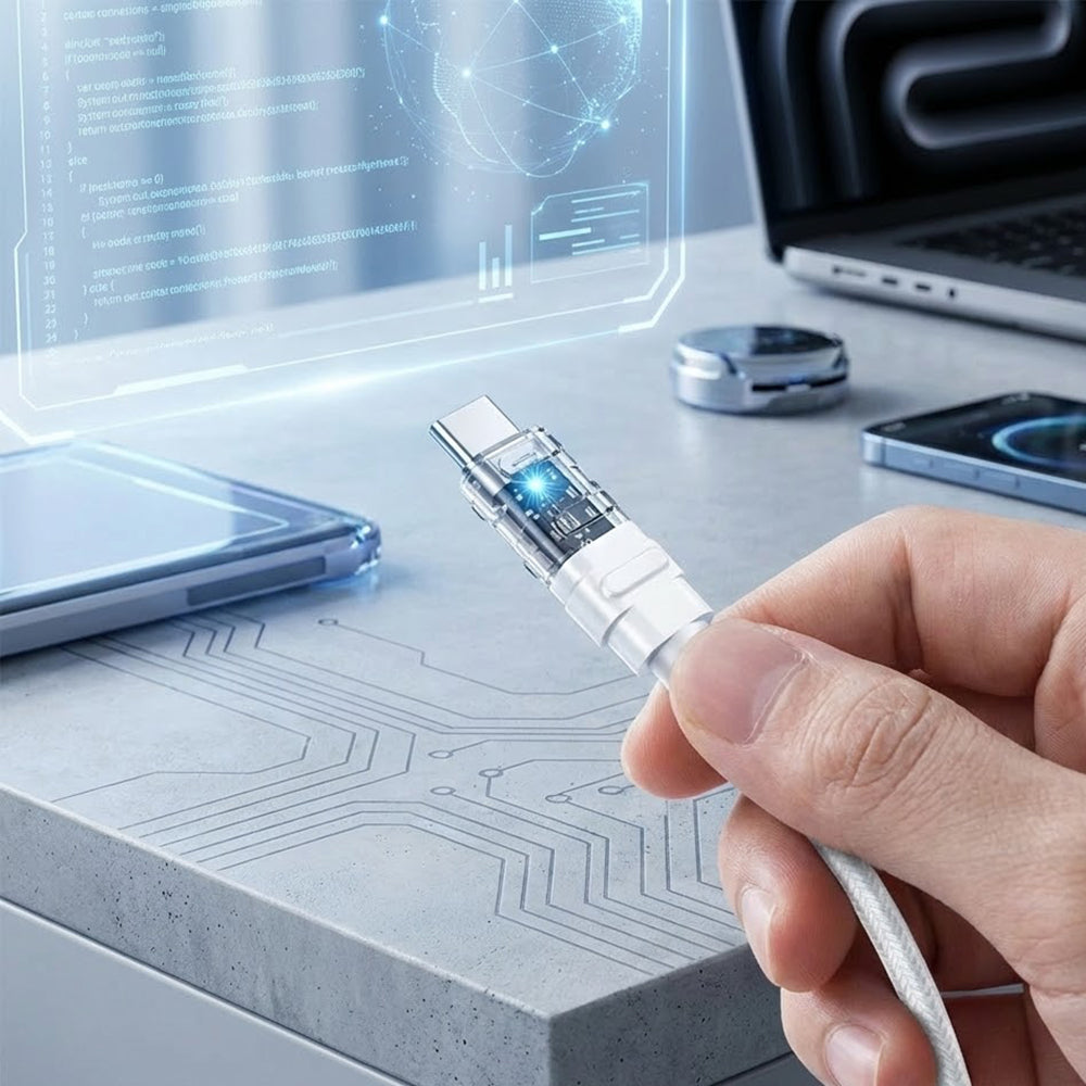 Kabl za Prenos Podataka i Punjenje USB-C - USB-C Lito LD05, 60W, 1m, Beli