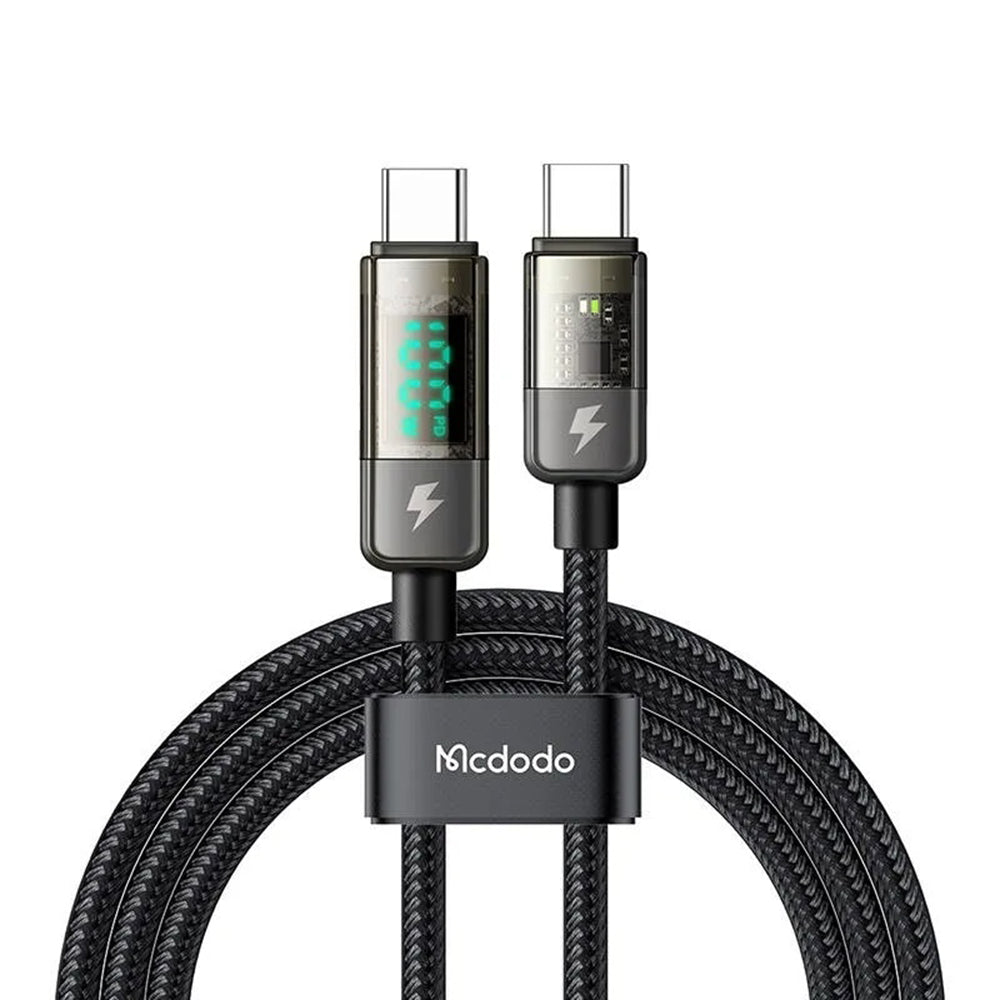 Kabl za prenos podataka i punjenje USB-C - USB-C McDodo CA-3610 Display Auto Power Off, 100W, 1.2m, Crni