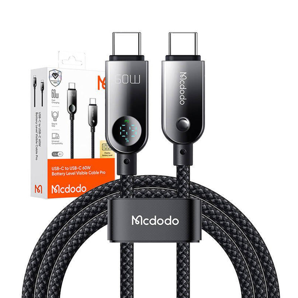 Kabl za podatke i punjenje USB-C - USB-C McDodo CA-4780 Display, 60W, 1.2m, Crni