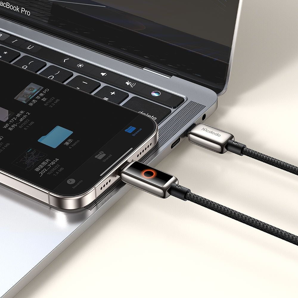 Kabl za Prenos Podataka i Punjenje USB-C - USB-C McDodo CA-6680 Auto Power Off, 100W, 1.2m, Crni