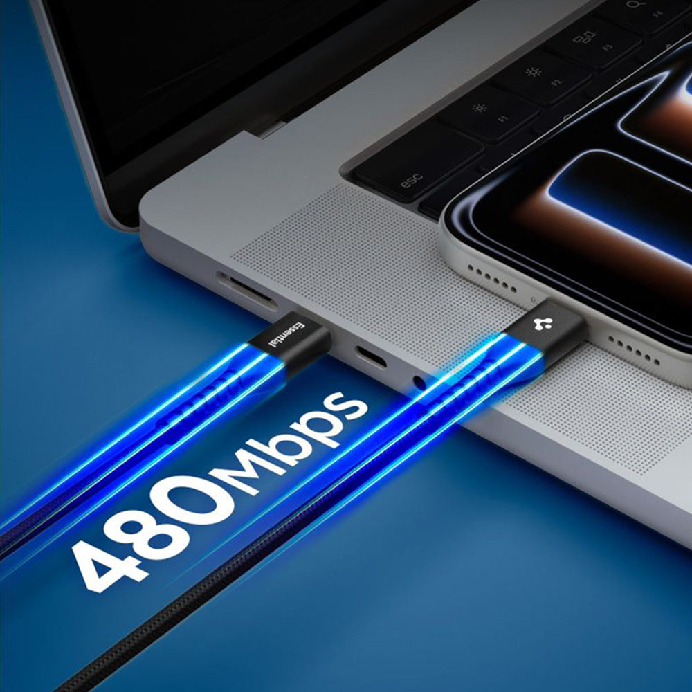 Kabl za podatke i punjenje USB-C - USB-C Spigen EB10010CCA, 100W, 1m, Crni ACA11103