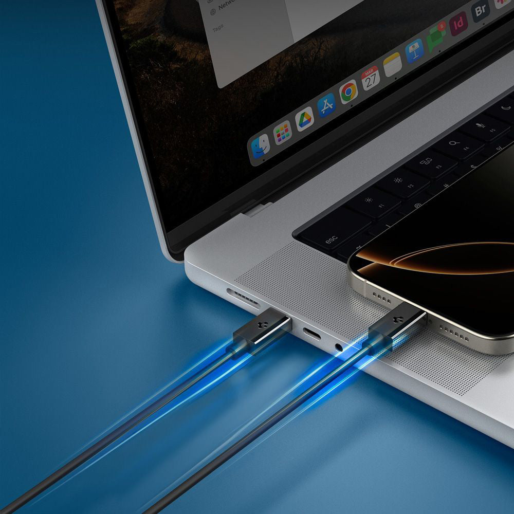 Kabl za podatke i punjenje USB-C - USB-C Spigen Essential, 60W, 1m, Crni ACA08718