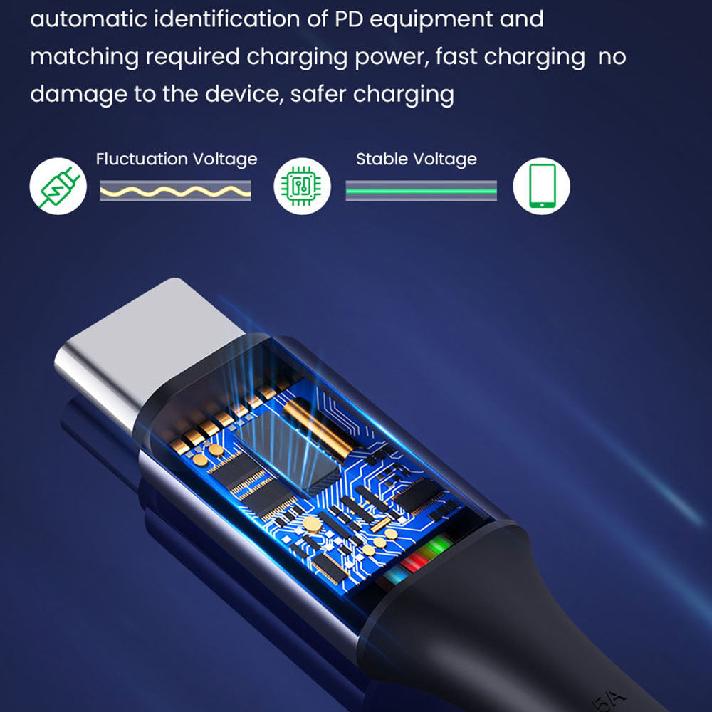Kabl za Prenos Podataka i Punjenje USB-C - USB-C Techsuit PCB018, 100W, 1m, Crni