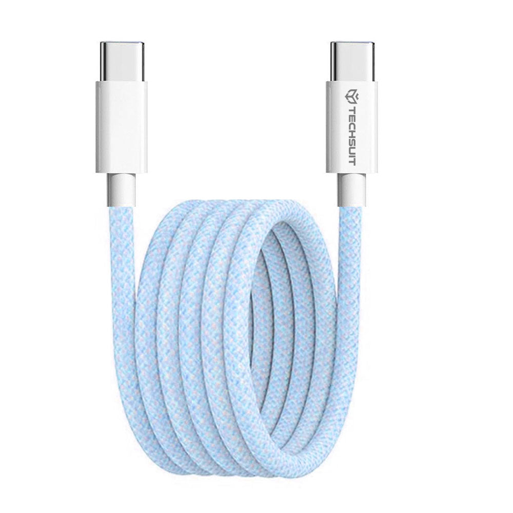 Kabl za prenos podataka i punjenje USB-C - USB-C Techsuit PCB114D, 60W, 1m, Plavi