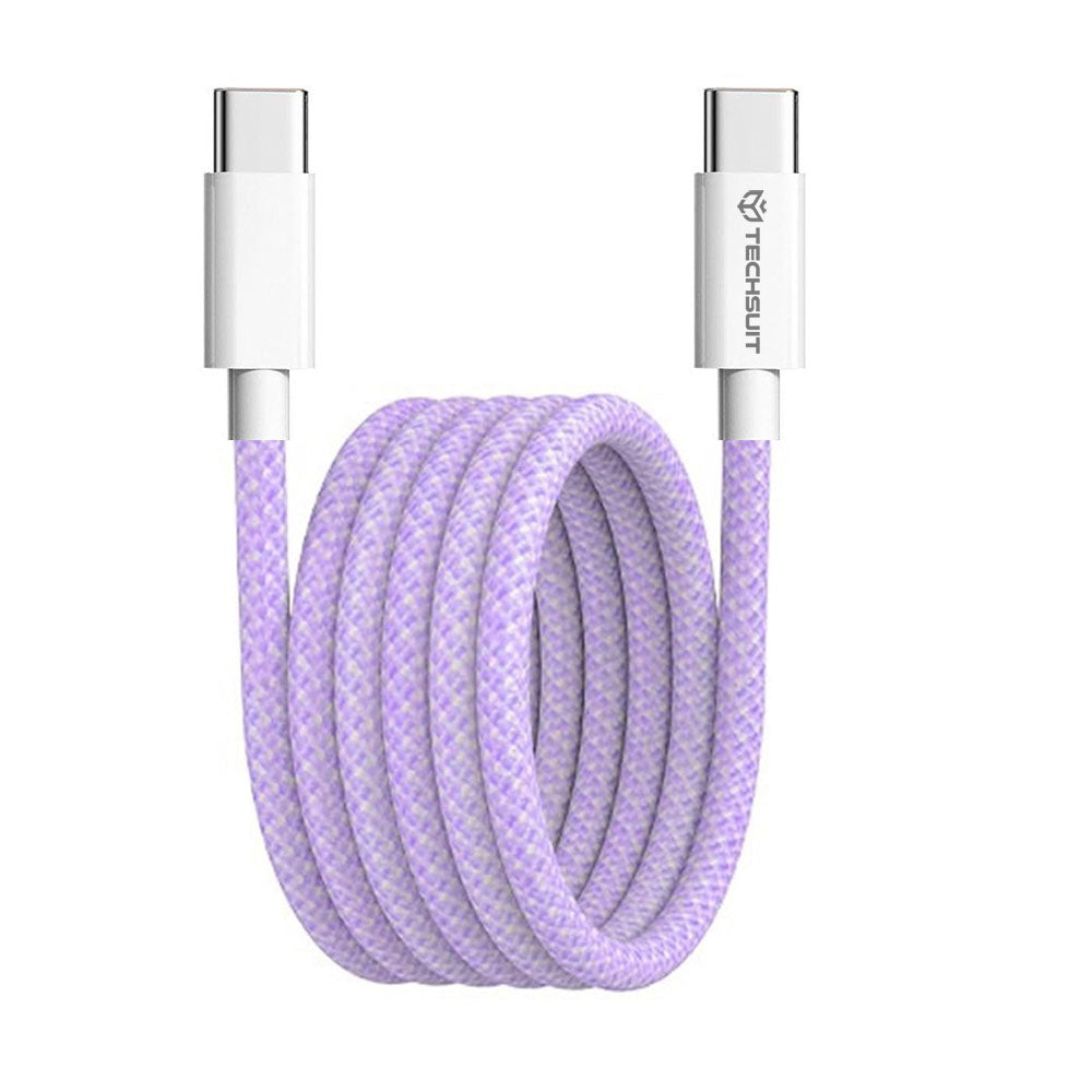 Kabl za podatke i punjenje USB-C - USB-C Techsuit PCB114D, 60W, 1m, Ljubičasti