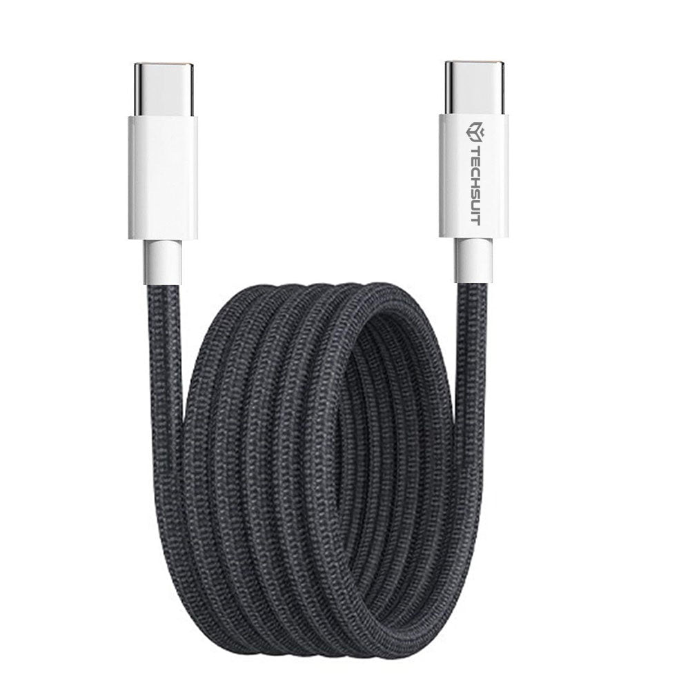 Kabl za Prenos Podataka i Punjenje USB-C - USB-C Techsuit PCB114D, 60W, 1m, Crni