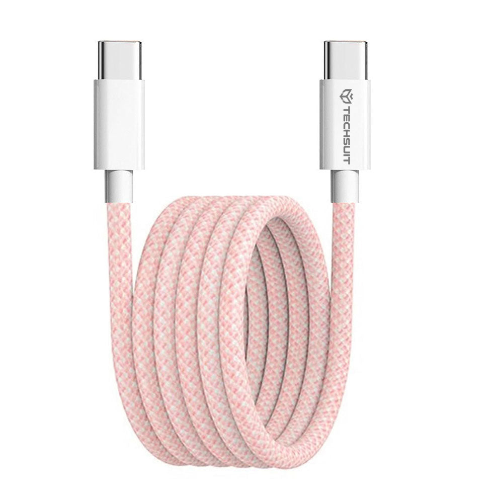 Kabl za podatke i punjenje USB-C - USB-C Techsuit PCB114D, 60W, 1m, Roze
