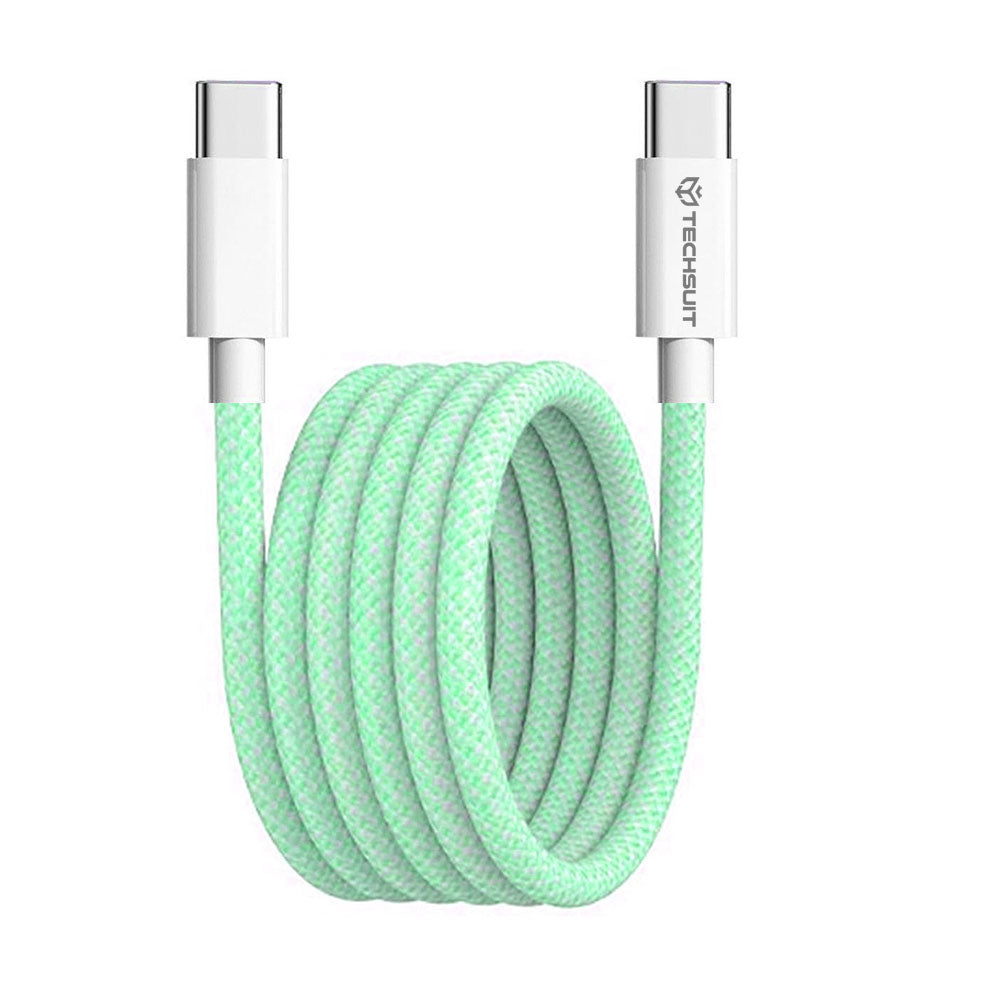 Kabl za Prenos Podataka i Punjenje USB-C - USB-C Techsuit PCB114D, 60W, 1m, Zelen.