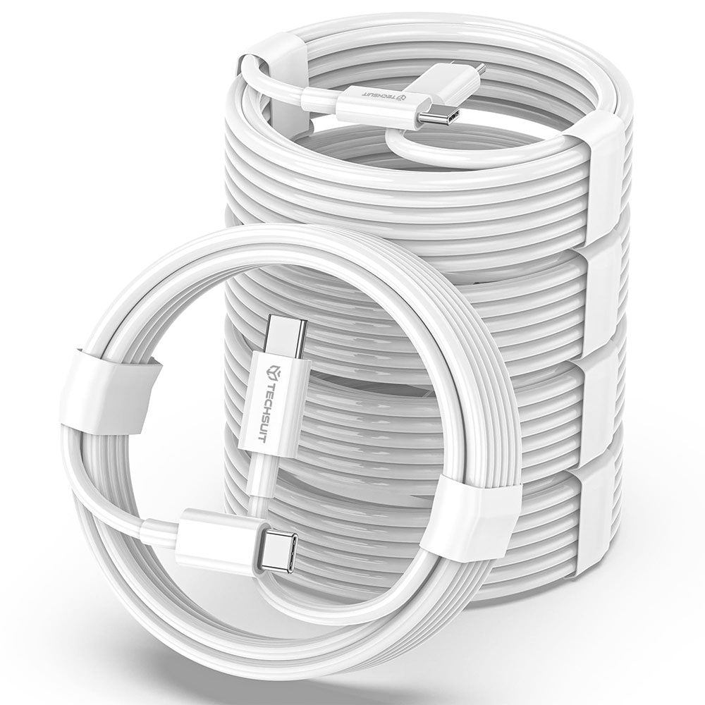 Kabl za prenos podataka i punjenje USB-C - USB-C Techsuit PCB130, 60W, 1m, Beli