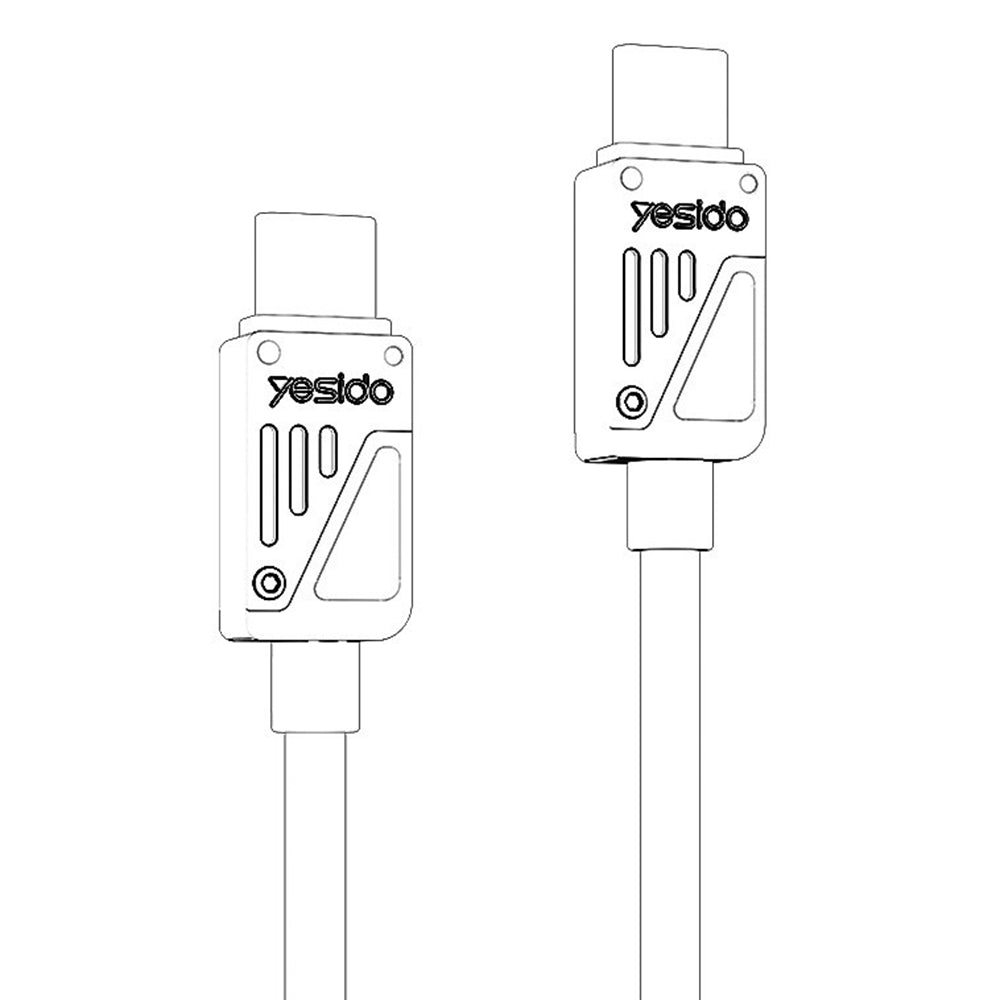 Kabl za prenos podataka i punjenje USB-C - USB-C Yesido CA196, 60W, 1.2m, Crni