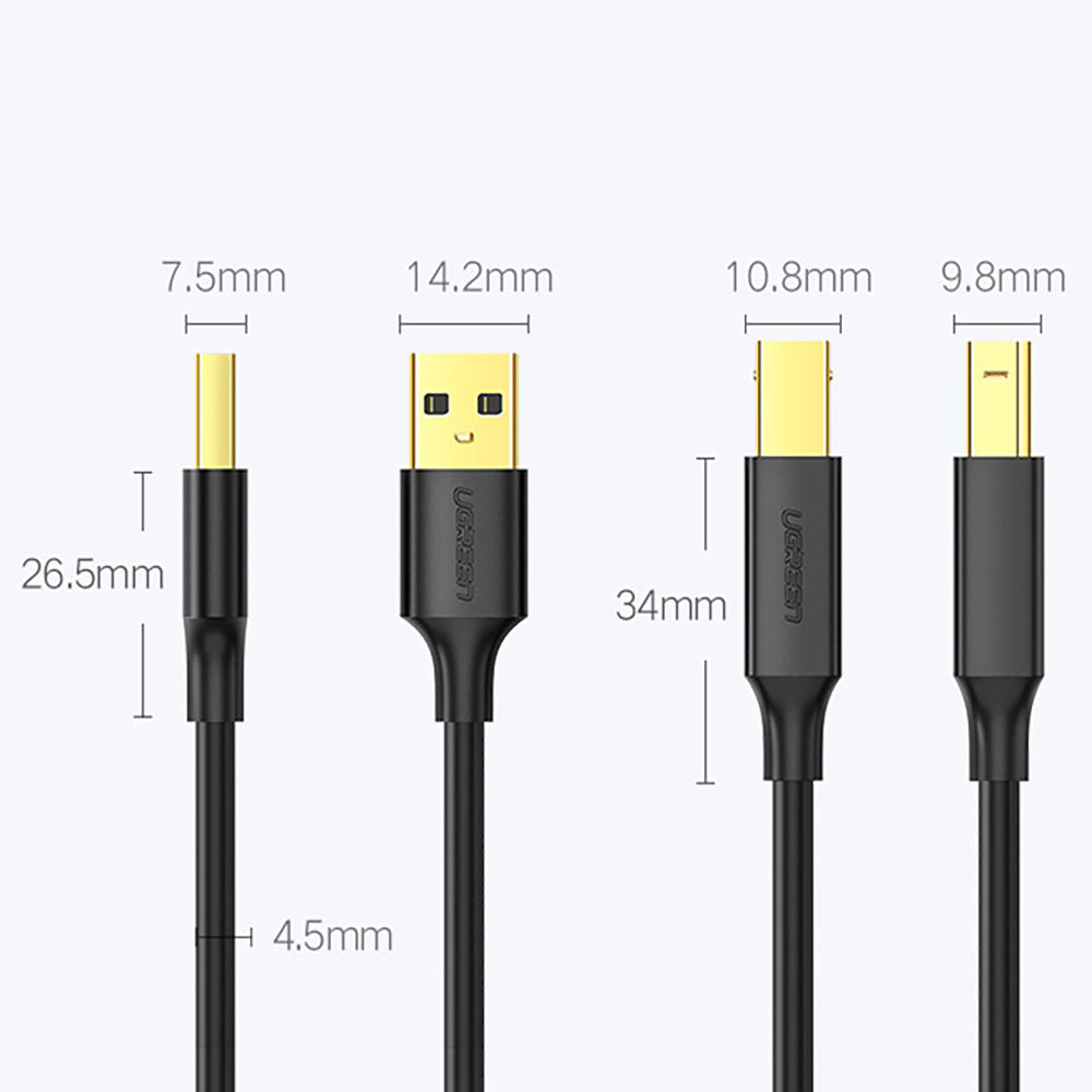 Kabl za štampač UGREEN US135, USB-A - USB-B, 1m, Crni