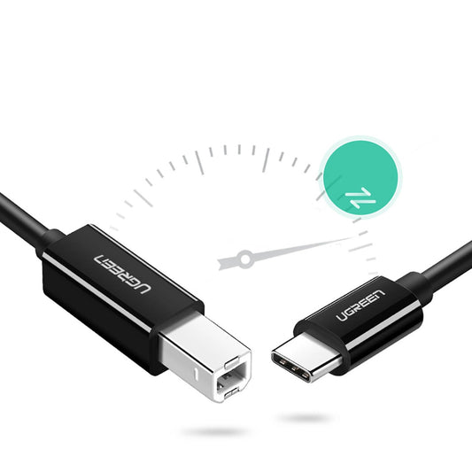 Kabl za štampač UGREEN US241, USB-C - USB-B, 2m, Crni