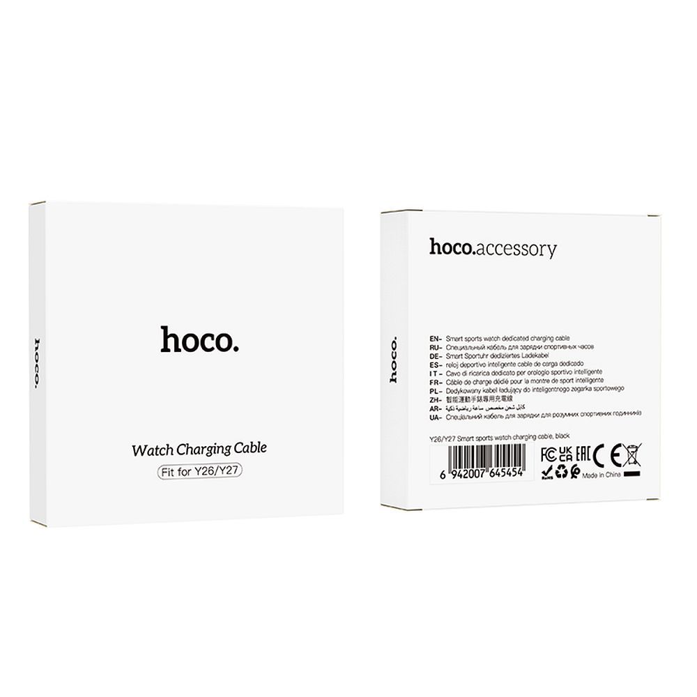 Kabl za punjenje za Smartwatch HOCO Y26 / Y27, USB-A, Crni