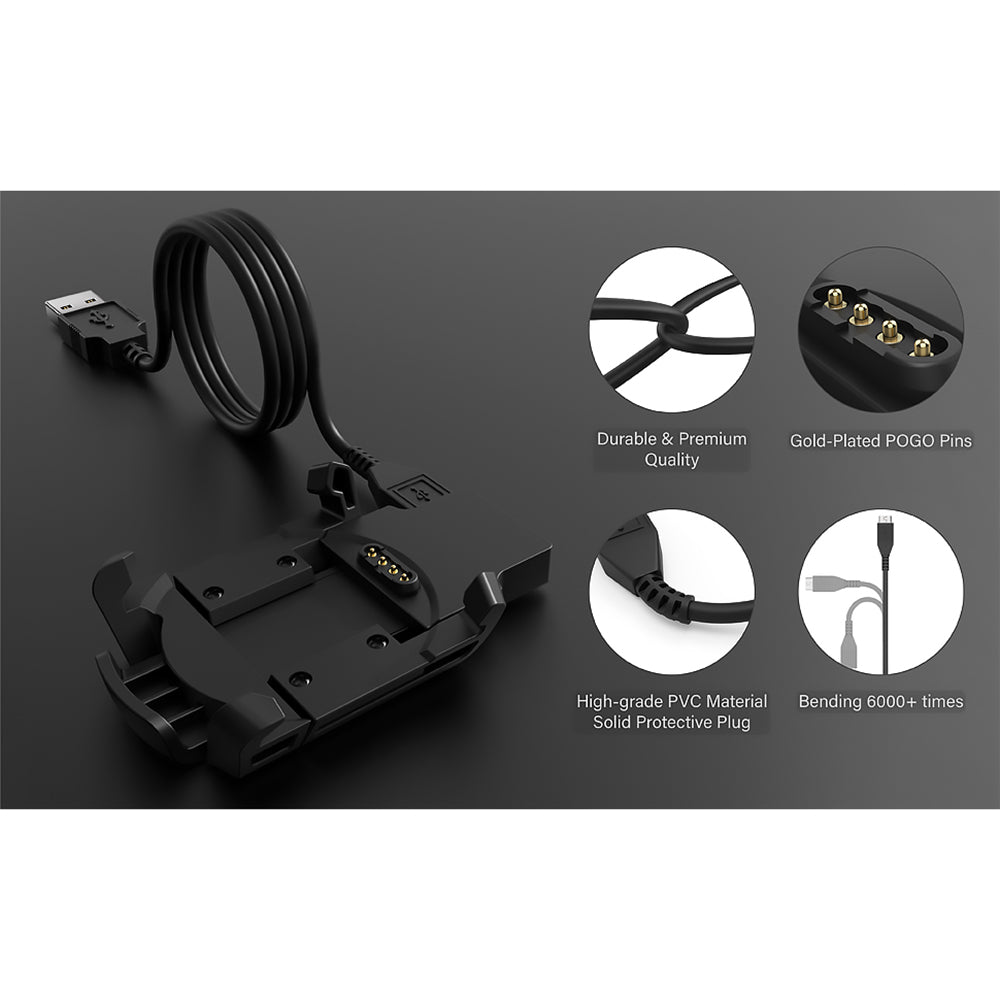 Kabl za punjenje Techsuit TGC5 za Garmin Fenix 3 Sapphire / 3 HR / 3, USB-A, Crni