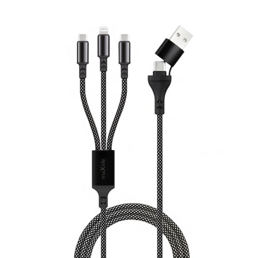 Kabl za punjenje USB-A / USB-C - Lightning / USB-C MaXlife 3u1, 66W, 1m, Crni