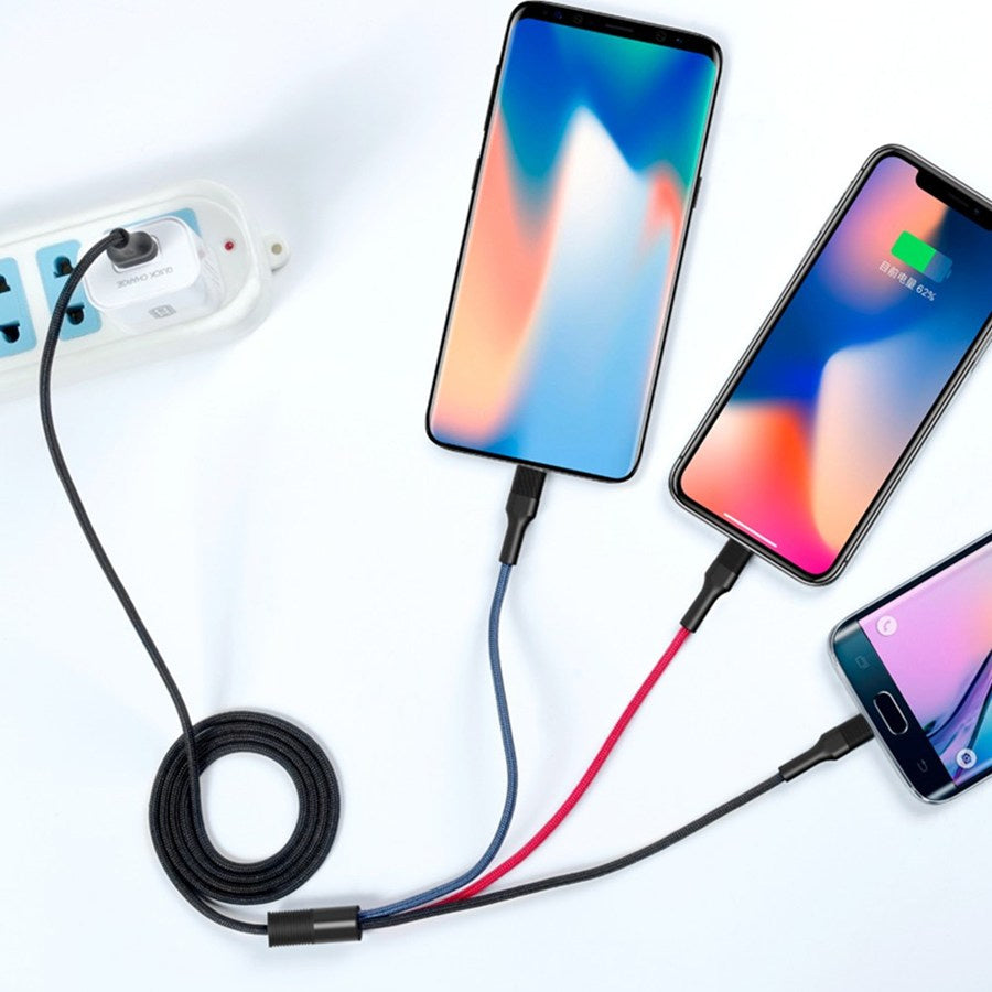 Kabl za punjenje USB-A - Lightning / microUSB / USB-C XO Design NB54, 18W, 1.2m, Šareni