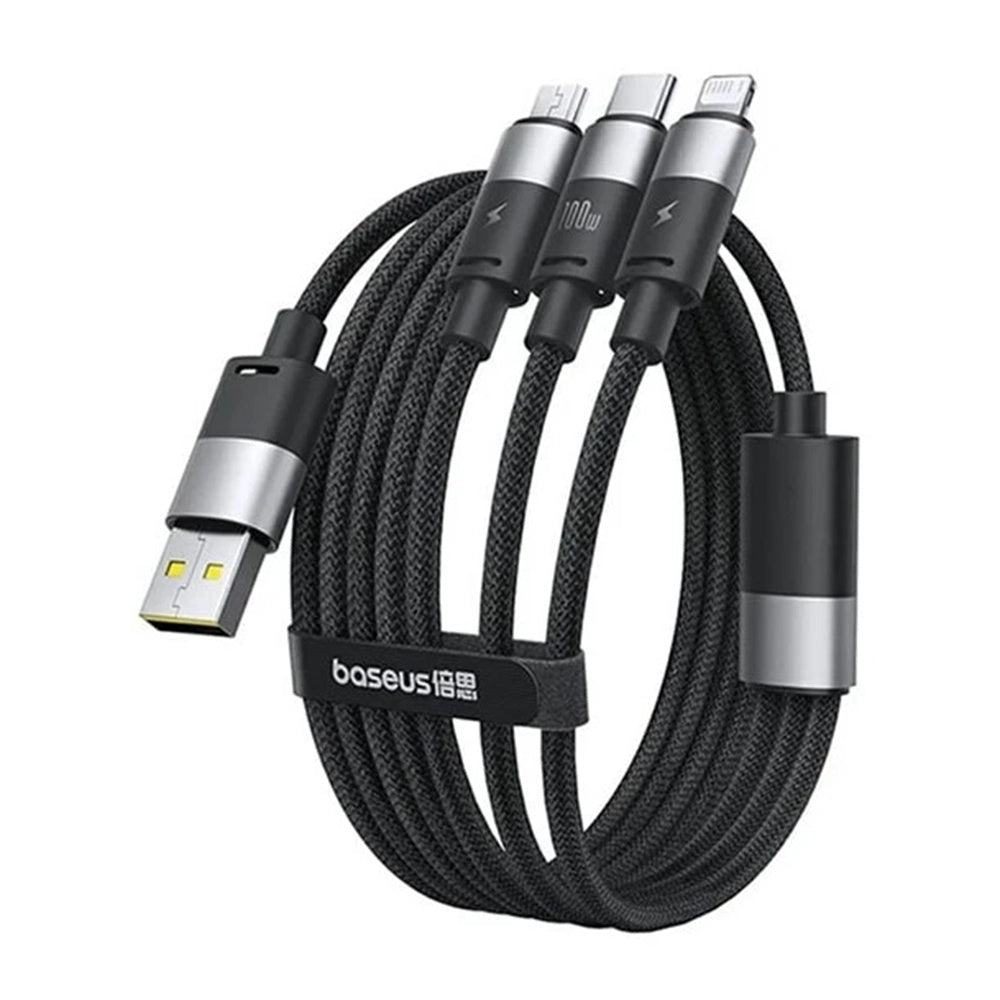 Kabl za punjenje USB-A - Lightning / microUSB / USB-C Baseus StarSpeed 3in1, 100W, 1.5m, Crni P10319900111-01
