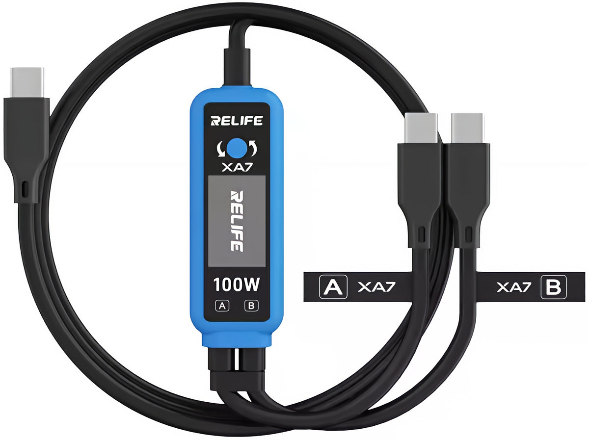 USB-C kabl za punjenje - 2 x USB-C Relife XA7 Display, 100W, 1.33m, Crna