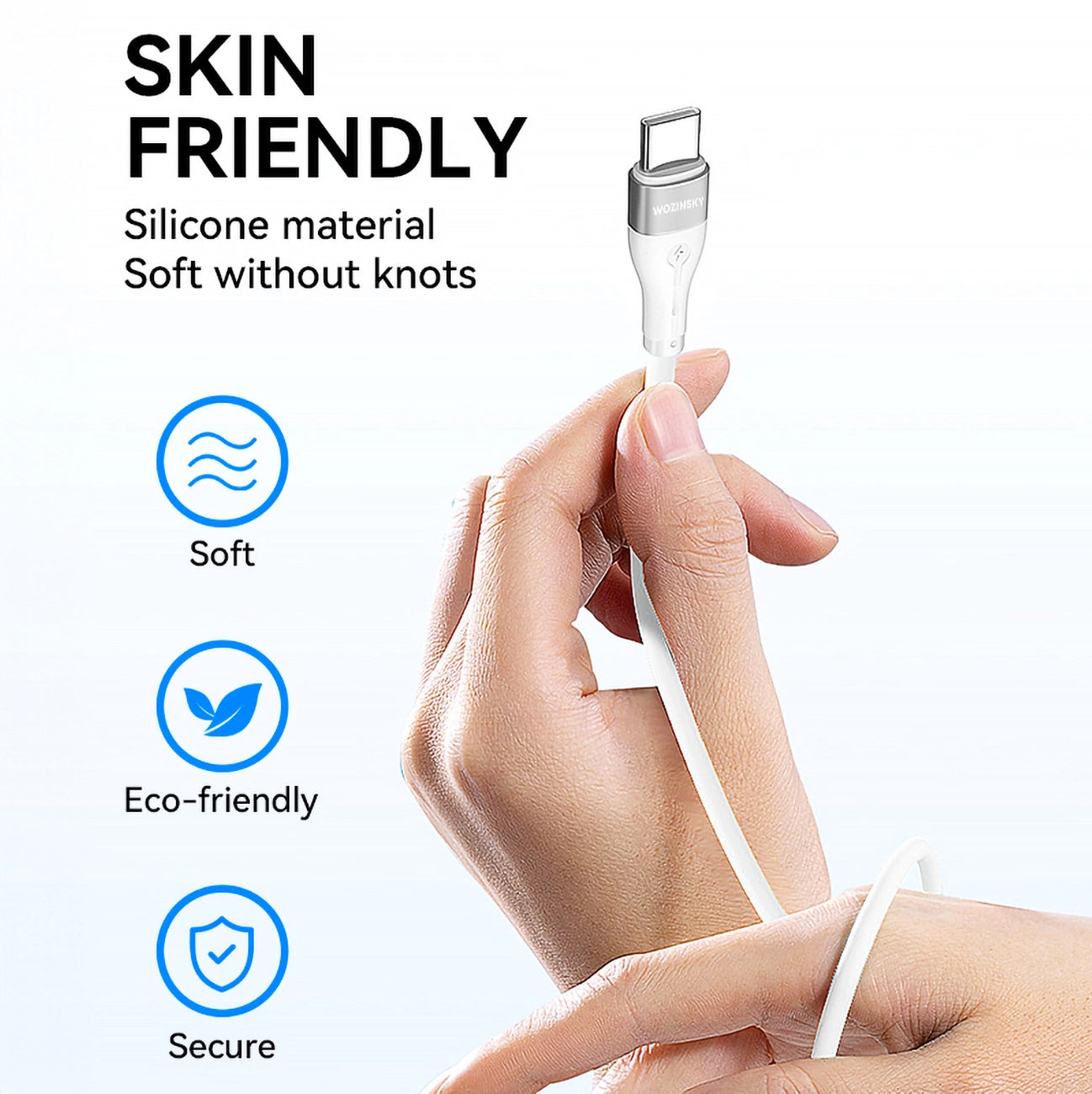 Kabl za punjenje USB-C - USB-C WZK WSTCC2, 65W, 2m, Beli